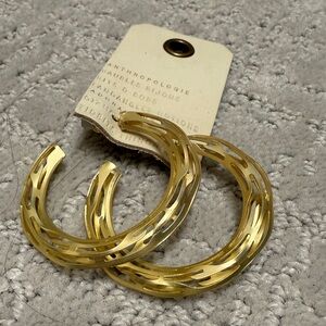 Anthropologie Gold Cutout Hoop Earrings